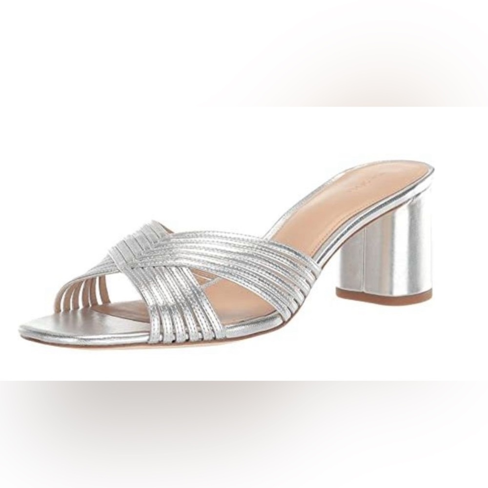VIA SPIGA Women's Silver Rafaela Metallic Leather Mule Sandals Size 11US/41EU